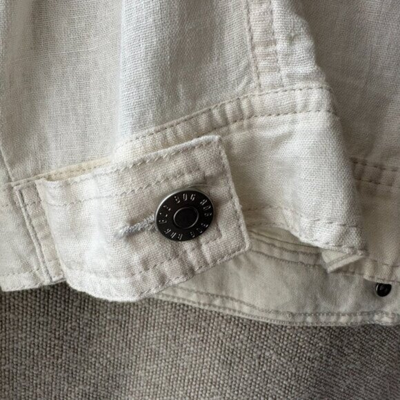 Urban Outfitters Linen Rayon Collared Classic Button-Down Jacket Off-White Large - Picture 11 of 14